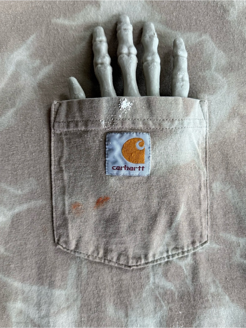 💀 SOLD 💀 Carhartt Desert Tan Bleached Cropped Boxy Short Sleeve Pocket Tee ~ 2XL - Picture 5 of 6